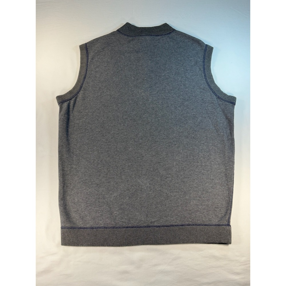 Horn Legend Reversible Quarter Zip Vest Gray Navy Blue 100% Cotton Mens Large - Picture 4 of 8